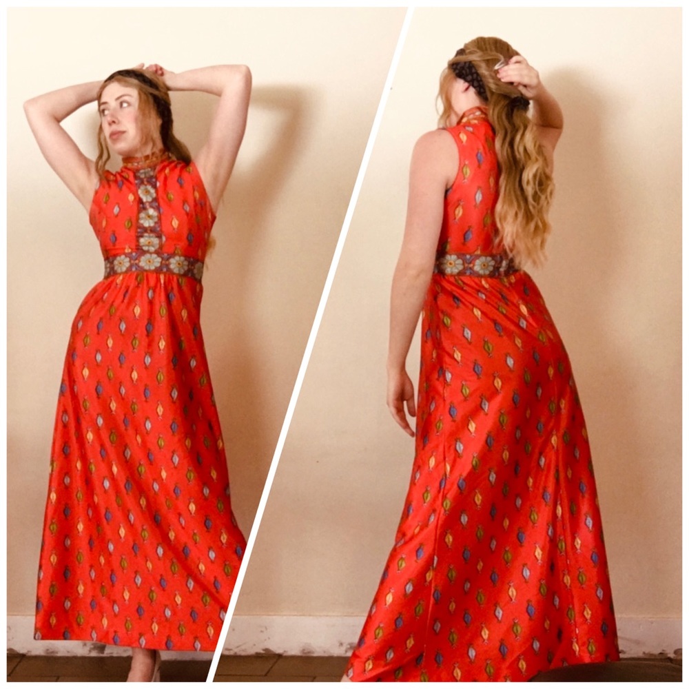VTG 70s Emilio Borghese Hippie Goddess Dress